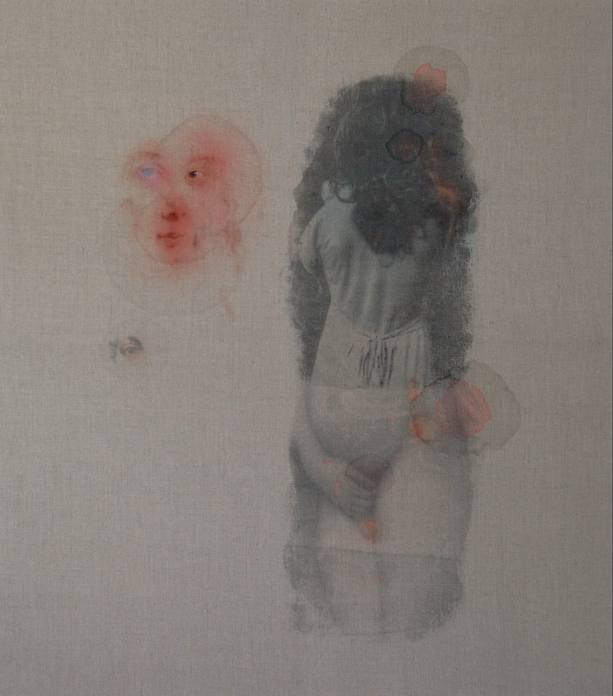 „I, Rubens“,2018,Öl, Terpentin und Toner auf Portraitleinen, 90×80 cm